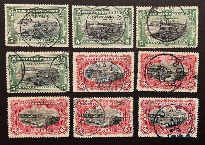 Belgisk Congo 1910/1922 - Udgaver Type Mols - Udvalg af aflysninger, herunder bedre telegrafaflysninger - ex. OBP 54/105