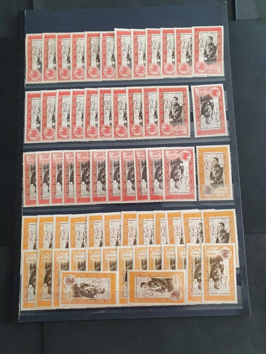 Monaco 1950/1959 - Monaco 1950/1959 Parti og lager på 10 år, alle undersøgt, komplet serie MNH**-MH* som er - Yvert 2023