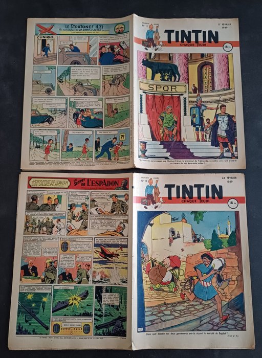 Tintin - Journal Tintin édition Française . Couverture Martin + Laudy - 9 Tal - Første udgave - 1948/1949