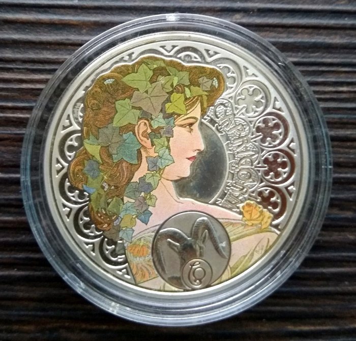 Niue 1 Dollar 2010 'Zodiac Capricorn - A Mucha' Proof  (Ingen mindstepris)