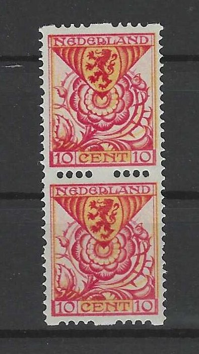 Holland 1925 - Tosidet rullet barn 1925 - NVPH R73PM/R73 in vertikaal paartje