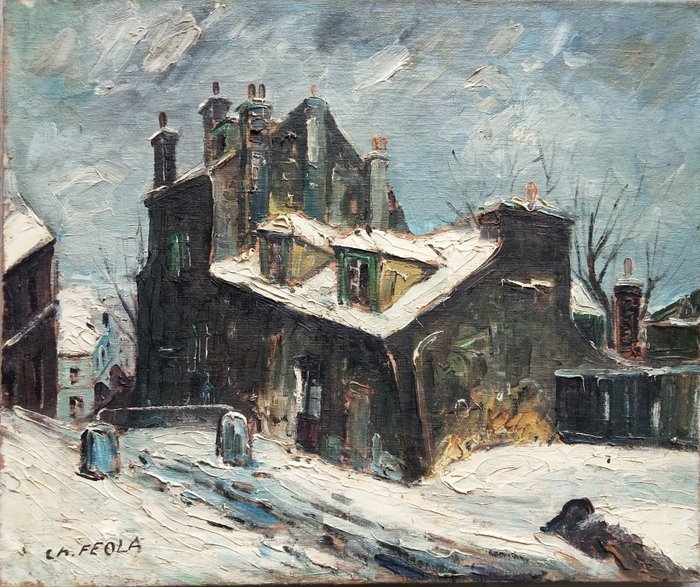 Charles Feola (1917-1994) - Winters Stadsgezicht