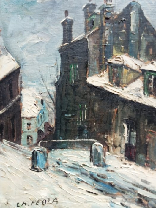 Charles Feola (1917-1994) - Winters Stadsgezicht