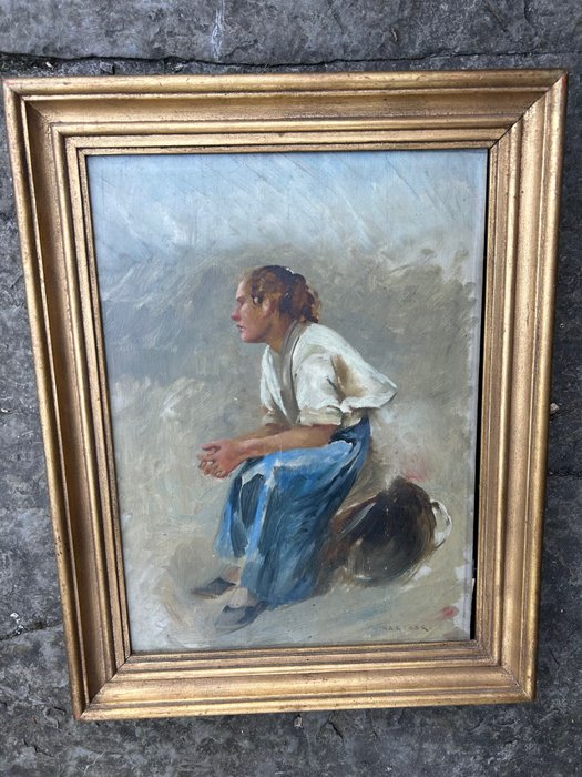 August Hagborg (1852-1921) - Seated figure