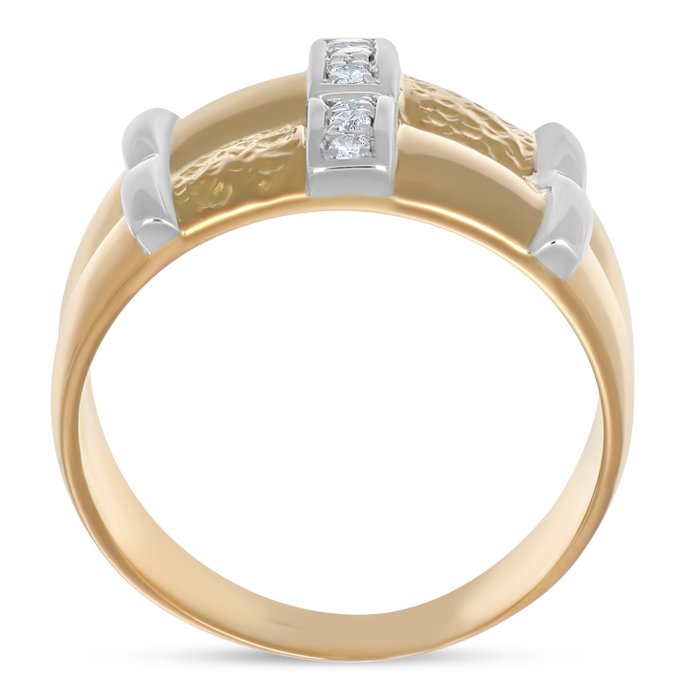 Ring - 18 kraat Gulguld, Hvidguld -  0.06ct. tw. Diamant (Natur)