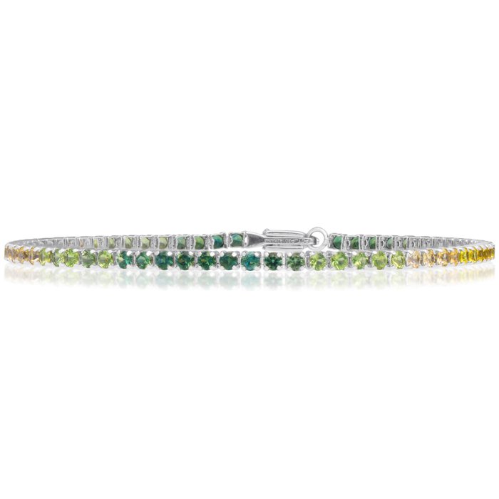 Armbånd Platin - Green Rainbow Sapphire - GRA Certificeret