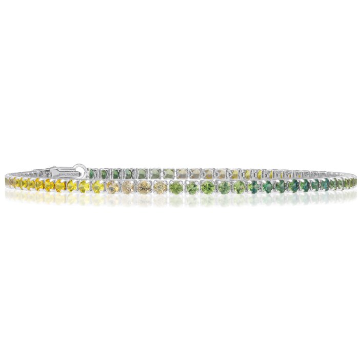 Armbånd Platin - Green Rainbow Sapphire - GRA Certificeret