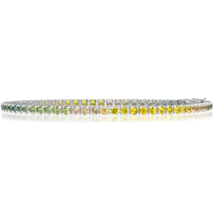 Armbånd Platin - Green Rainbow Sapphire - GRA Certificeret