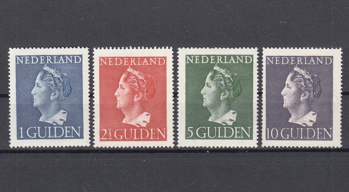 Holland 1946 - Dronning Wilhelmina tegnede Konijnenburg - NVPH 346/349