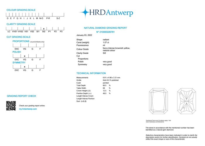 Ingen mindstepris - Ring - 14 karat Gulguld -  146ct tw Gul Diamant (Naturfarvet) - Diamant