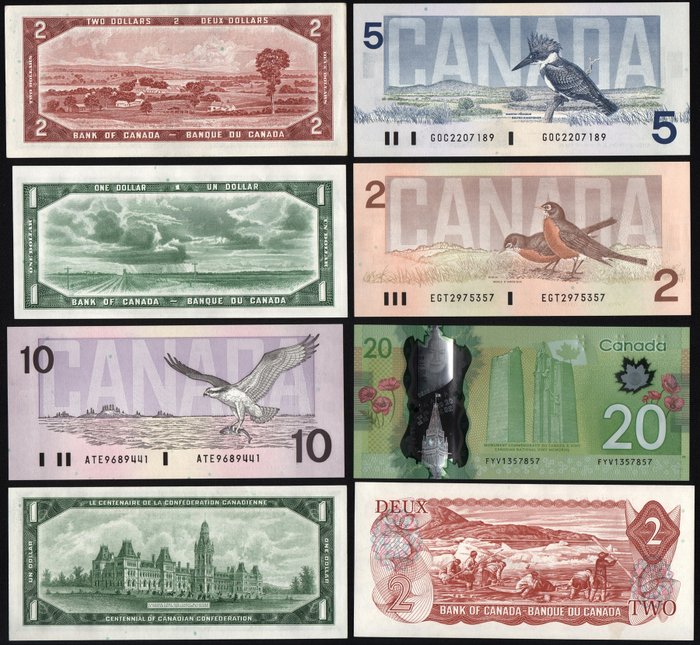 Canada. - 8 Banknotes - various dates  (Ingen mindstepris)