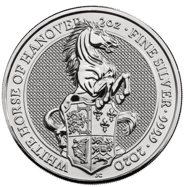 Storbritannien. 5 x 2 oz 2020 £5 GBP UK Silver Queen's Beasts White Horse of Hanover Coin BU