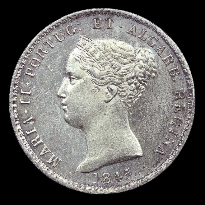 Portugal. D. Maria II (1834-1853). 1000 Reis 1845 - Escassa