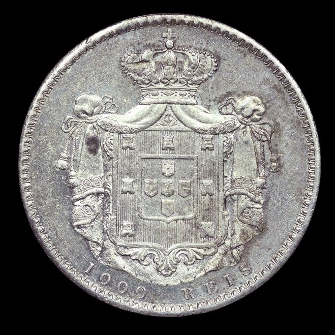 Portugal. D. Maria II (1834-1853). 1000 Reis 1845 - Escassa