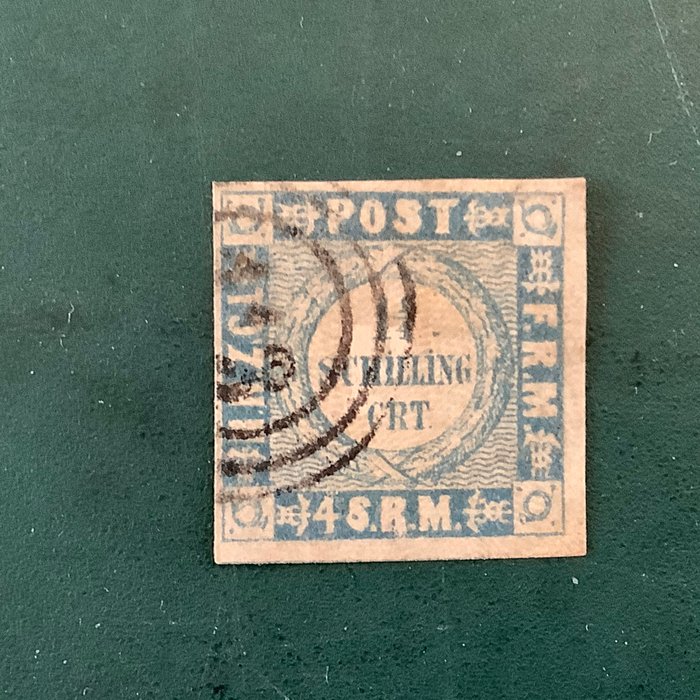 Slesvig-Holsten 1852 - Knappe type II stempel - stemplet Engel BPP - Michel 5 II