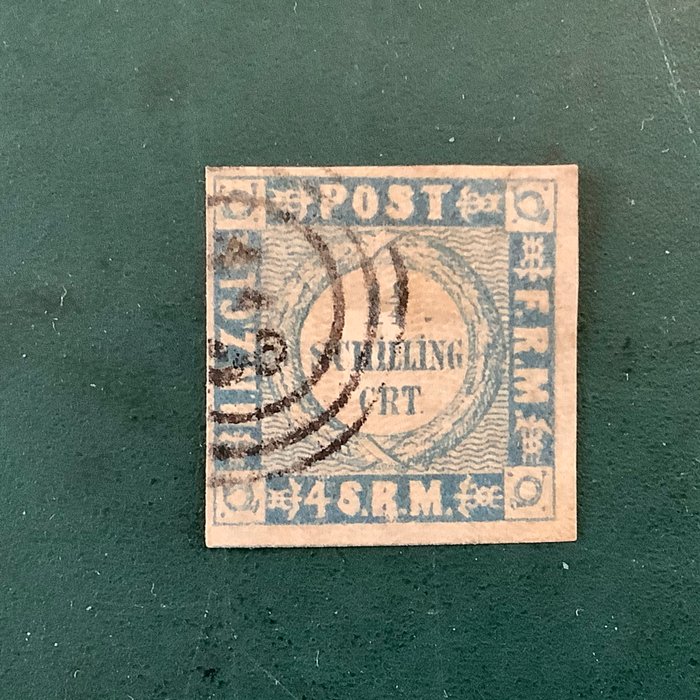 Slesvig-Holsten 1852 - Knappe type II stempel - stemplet Engel BPP - Michel 5 II