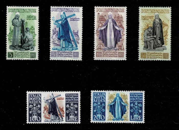 Italien 1948 - 6 århundrede for fødslen af St Catherine + PA Mnh - Sassone serie nr 1530