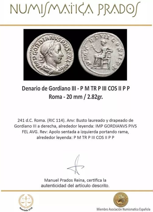 Romarriket. Gordian III (AD 238-244). Denarius Roma - Apolo  (Ingen mindstepris)