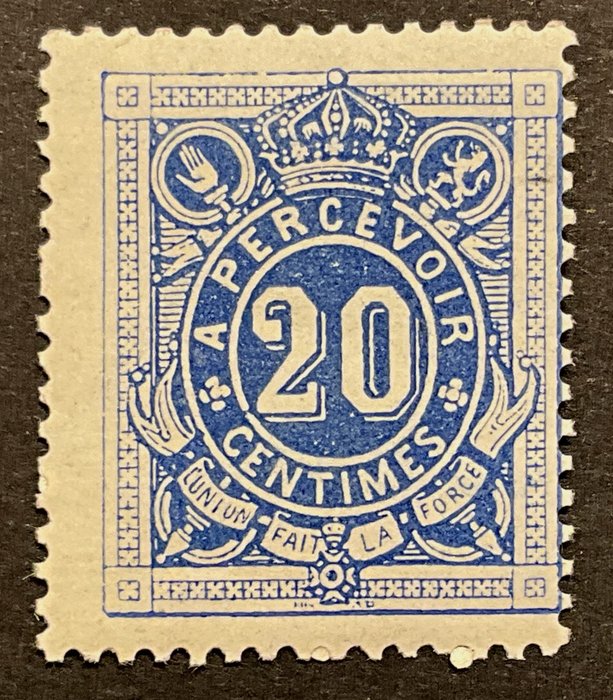 Belgien 1870 - Frimærker - 1. Udgave - "Numre in Oval" - POST FRIS - OBP TX1/2