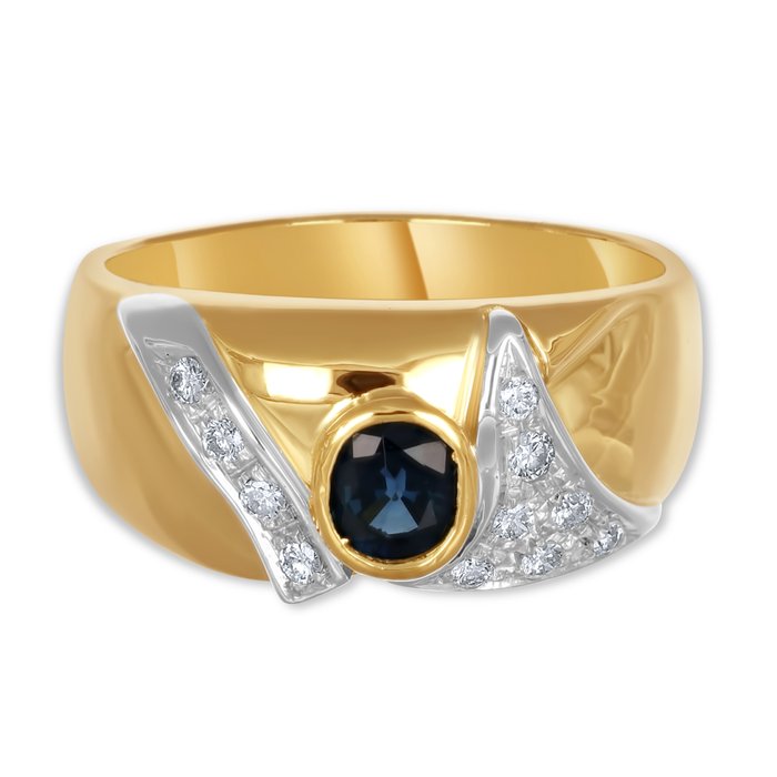 Ring - 18 kraat Gulguld, Hvidguld -  0.63ct. tw. Safir - Diamant