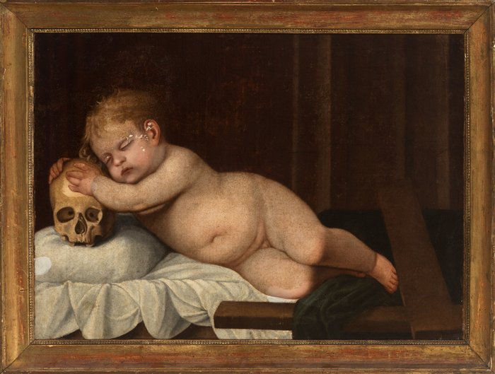 Alonso Cano (1601-1667), Circle of - Vanitas with child and skull