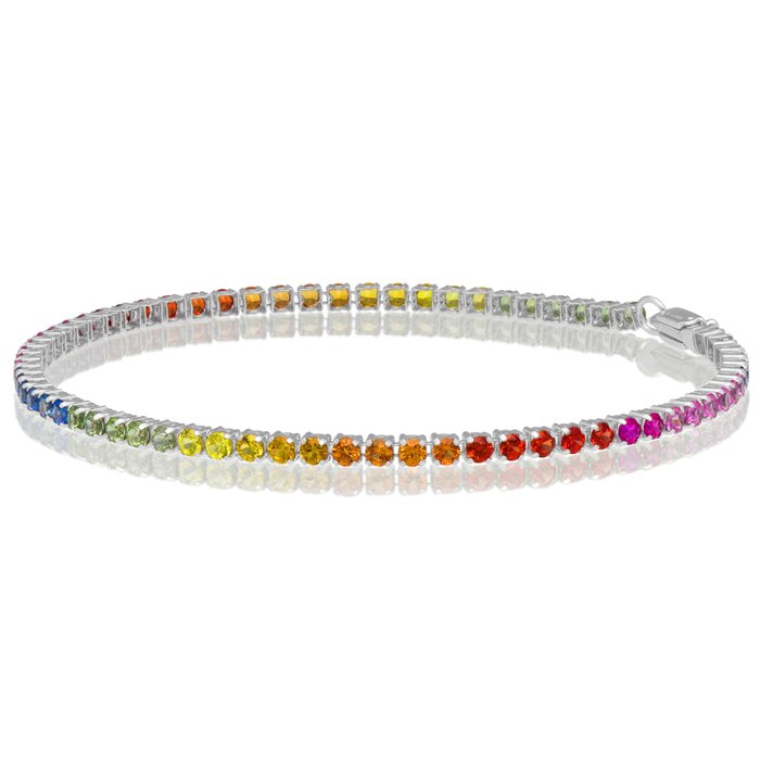 Ingen mindstepris - Armbånd Ingen reservepris - Platin - Rainbow Safirer - GRA Certificeret