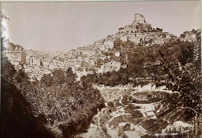 Roman School of Photography of mid-19th Century - Panorama of Subiaco, Province of Rome - ca. 1860s