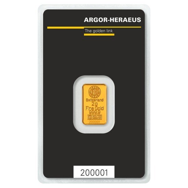 2 gram - Guld 999 - Argor, Heraeus - Forseglet