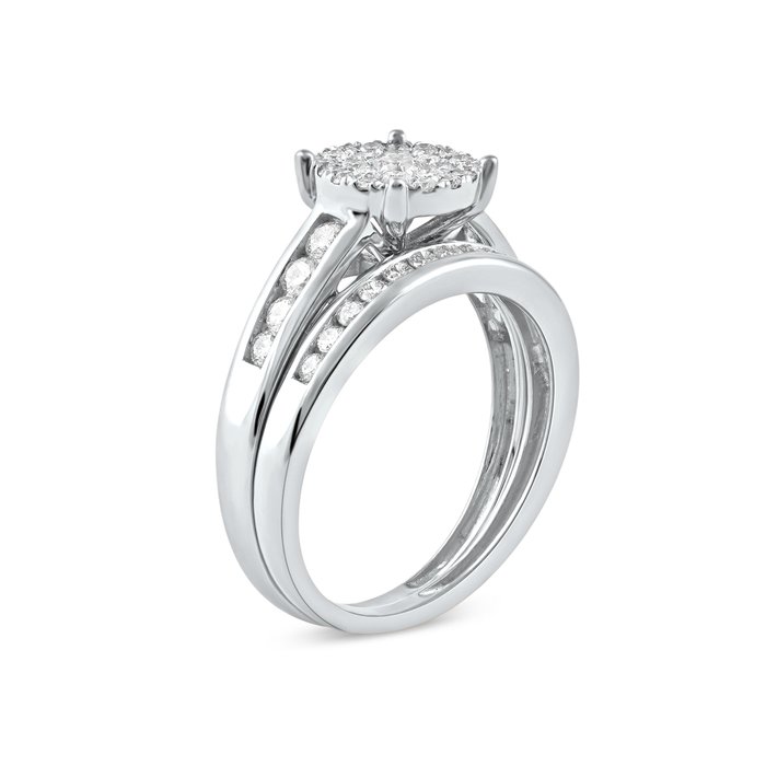 Ring - 14 karat Hvidguld -  0.75ct. tw. Diamant (Natur) - Diamant - Diamant glorie