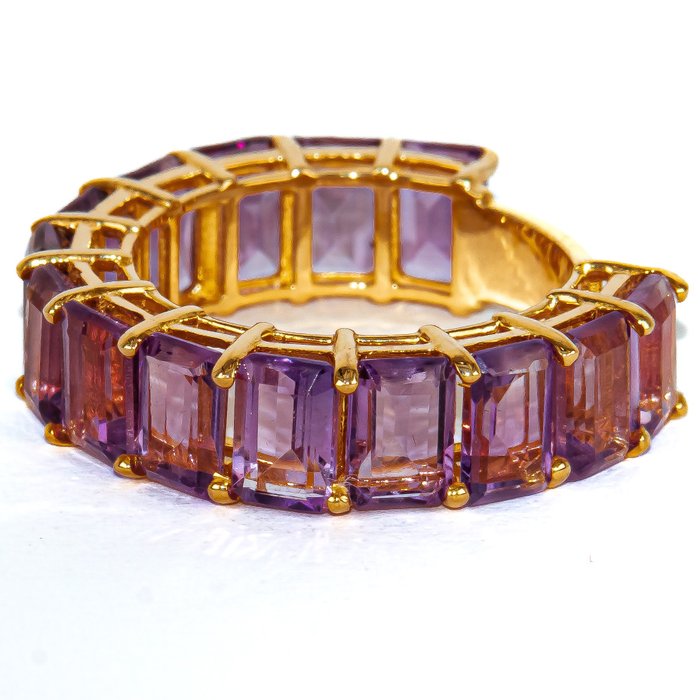 Ring - 14 karat Gulguld -  7.81ct. tw. Ametyst