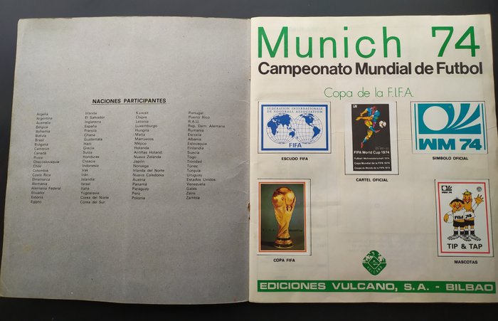 Ediciones Vulcano - Spain edition - Campeonato mundial 1974 Munich Soccer World Cup - München 74 world cup - 1 Complete Album