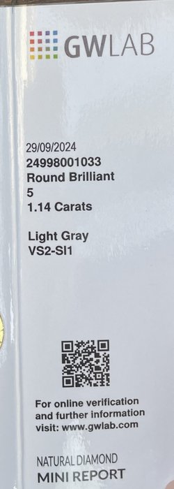 Ingen mindstepris - 5 pcs Diamant  (Natur)  - 1.14 ct - Rund - SI1, VS2 - Gemewizard Gemological Laboratory (GWLab) - Lysegrå