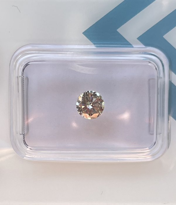 Ingen mindstepris - 1 pcs Diamant  (Natur)  - 0.51 ct - Rund - SI2 - International Gemological Institute (IGI) - fancy brunlig gulliggrå