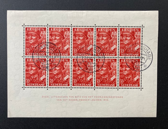 Holland 1940 - Legionblokke med sammedagsstempel Haag 11-XI-11. 1942' og pladefejl - NVPH/Mast 402B PM en 403B