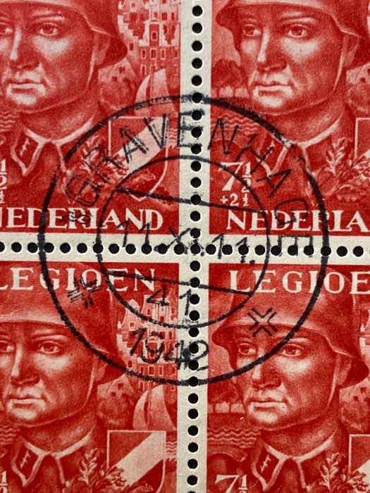 Holland 1940 - Legionblokke med sammedagsstempel Haag 11-XI-11. 1942' og pladefejl - NVPH/Mast 402B PM en 403B