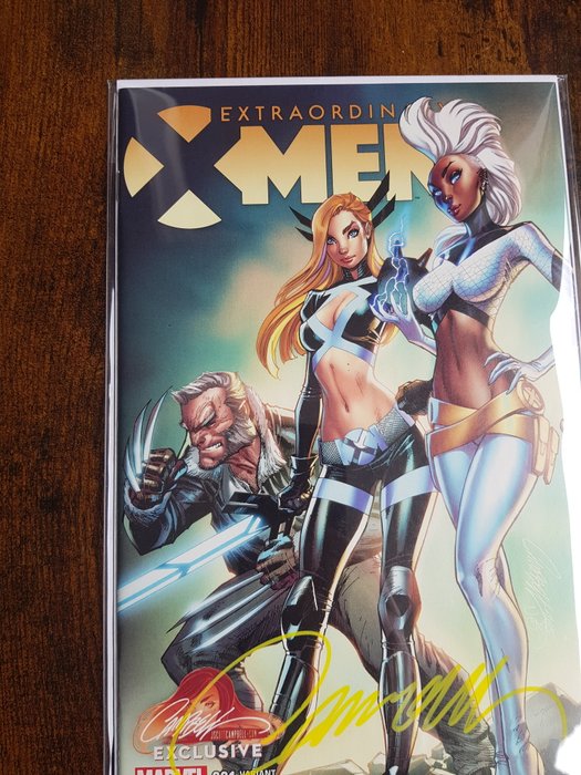 Extraordinary X-Men #1 " 1st App of Aries, Azimuth and Coda" JSC EXCLUSIVE Connecting Variant! - Signed by J.Scott Campbell - 1 Signed comic - Første udgave