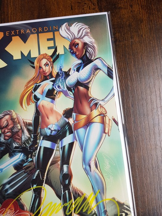 Extraordinary X-Men #1 " 1st App of Aries, Azimuth and Coda" JSC EXCLUSIVE Connecting Variant! - Signed by J.Scott Campbell - 1 Signed comic - Første udgave