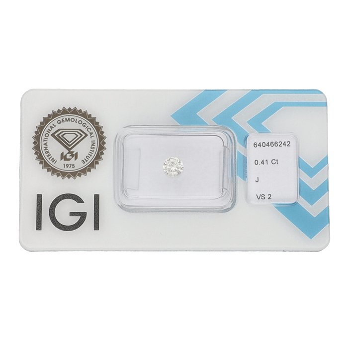 Ingen mindstepris - 1 pcs Diamant  (Natur)  - 0.41 ct - Rund - J - VS2 - International Gemological Institute (IGI)