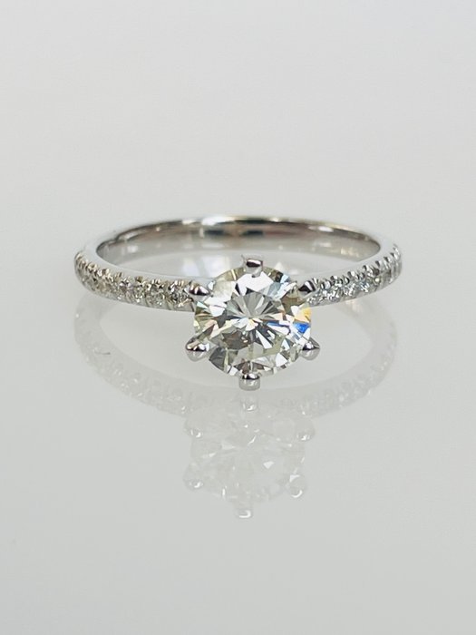 Forlovelsesring - 14 karat Hvidguld -  1.21ct. tw. Diamant (Natur) - Diamant