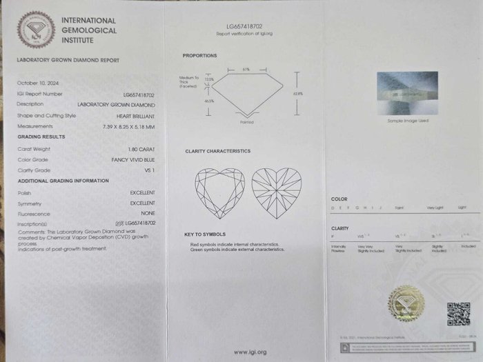 Ingen mindstepris - Ring - 18 kraat Hvidguld -  2.20ct. tw. Blå Diamant (Laboratoriedyrket diamant i fancy farver) - Diamant