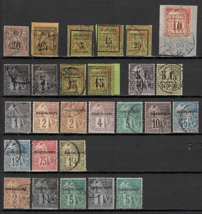 Guadeloupe 1884/1904 - GUADELOUPE samling af klassikere med varianter mm fra nummer 1. Pris > 1500 euro