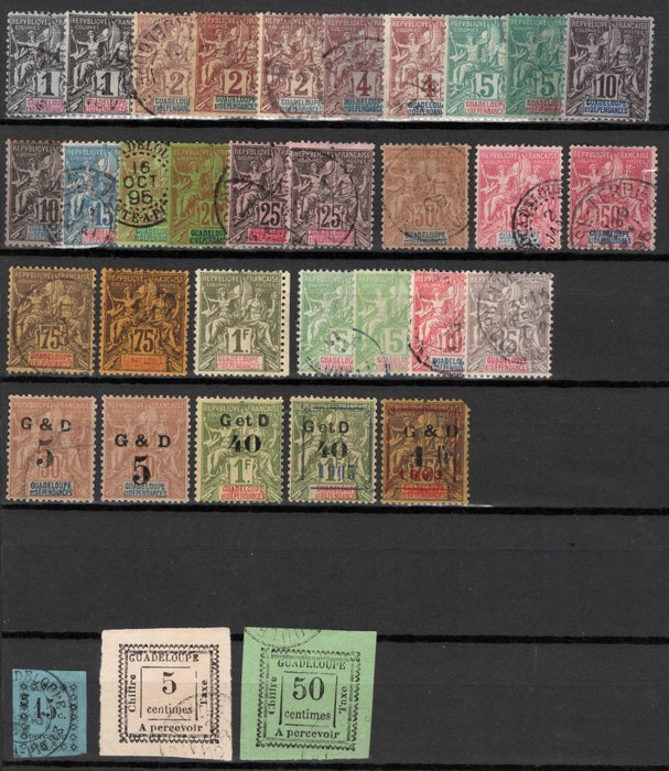 Guadeloupe 1884/1904 - GUADELOUPE samling af klassikere med varianter mm fra nummer 1. Pris > 1500 euro