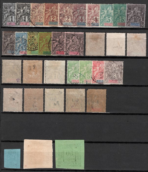 Guadeloupe 1884/1904 - GUADELOUPE samling af klassikere med varianter mm fra nummer 1. Pris > 1500 euro