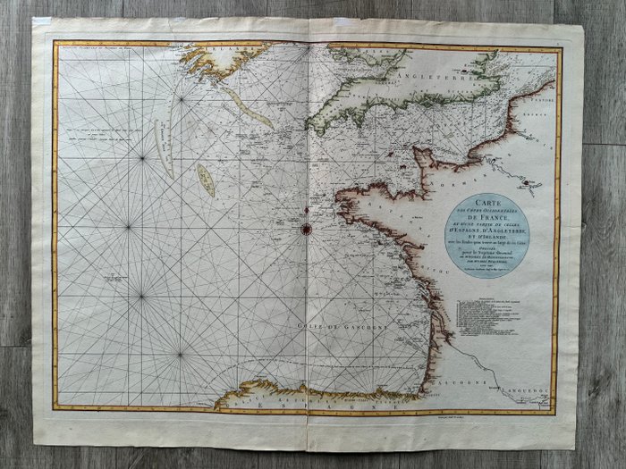 Europa - Frankrig; Jean-Baptiste-Nicolas-Denis d'Après de Mannevillette - Carte Des Cotes Occidentales De France, et d'Une Partie De Celles D'Espagne, D'Angleterre, et - Sea - 1761-1780