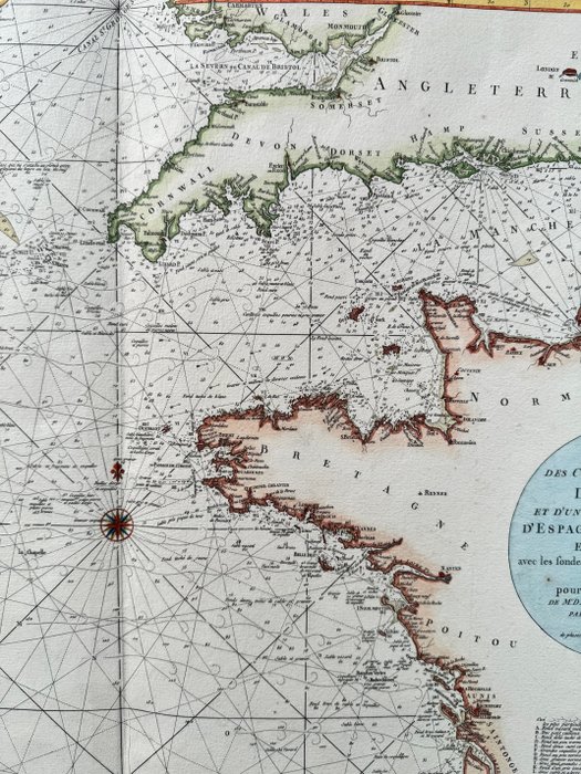 Europa - Frankrig; Jean-Baptiste-Nicolas-Denis d'Après de Mannevillette - Carte Des Cotes Occidentales De France, et d'Une Partie De Celles D'Espagne, D'Angleterre, et - Sea - 1761-1780