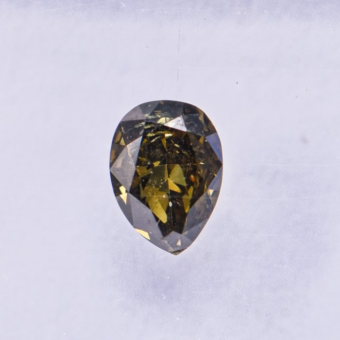 Ingen mindstepris - 1 pcs Diamant  (Naturfarvet)  - 0.29 ct - Pære - Fancy dark Grønlig Brun - SI1 - International Gemological Institute (IGI)