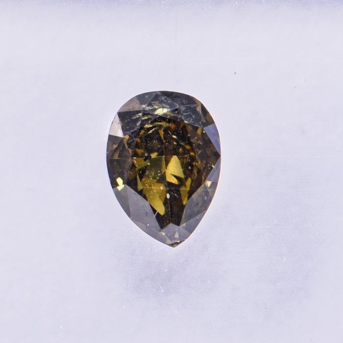 Ingen mindstepris - 1 pcs Diamant  (Naturfarvet)  - 0.29 ct - Pære - Fancy dark Grønlig Brun - SI1 - International Gemological Institute (IGI)