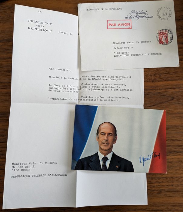 Dokument - Valéry Giscard D'Estaing - Autographe signed photo - 1980