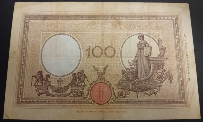 Italien. - 100 Lire 18/11/1926 Azzurrine (Fascio) - Gigante BI 18A  (Ingen mindstepris)