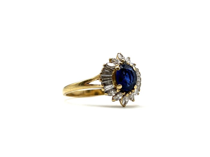 Ring - 18 kraat Gulguld -  0.45ct. tw. Safir - Diamant